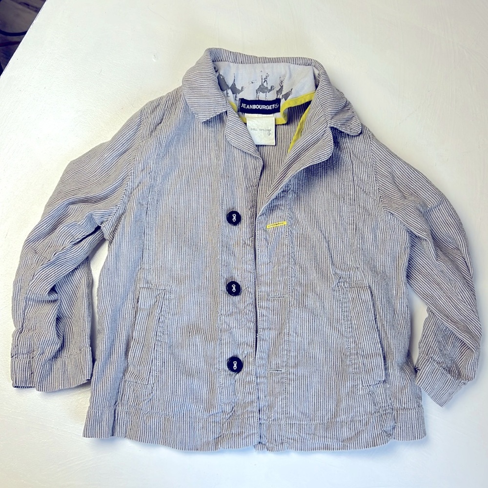Jean Bourget Kids Boys' Blazer Jacket Long Sleeve 100% linen striped lightweight